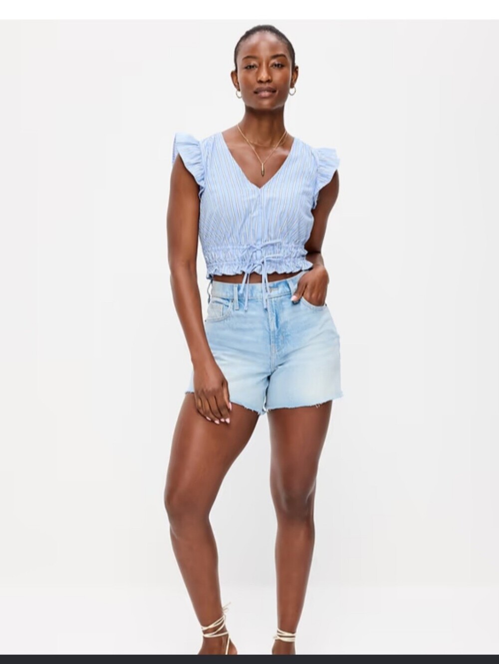 2 Old Navy Curvy High-Waisted Baggy Jean Cut Off Shorts 5 inch inseam Size 6
